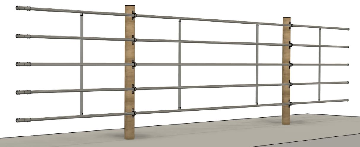 20 ft Panel Clamped to Wood Posts.JPG